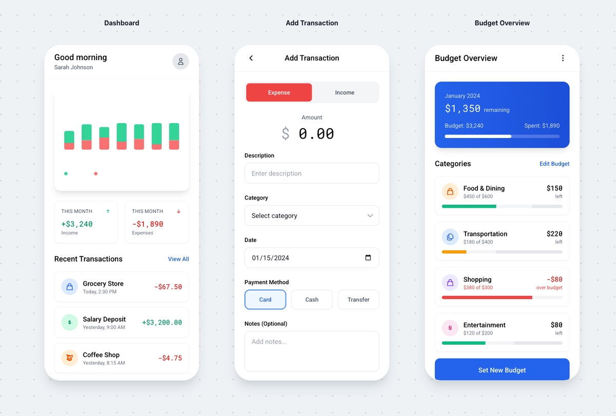 Transaction Tracker App Design